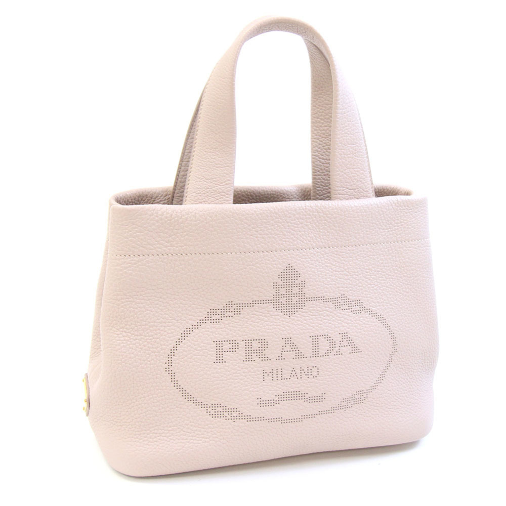 Prada handbag 1BG390 Pink beige leather perforated mini tote for women PRADA